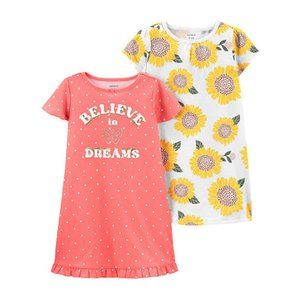 Brand new Carter's 2 pk. size 6-7 girl's nightgowns butterfly & sunflowers